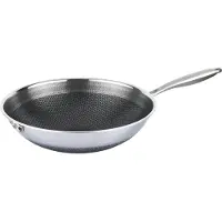 Cheffinger , Premium Edelstahl Wokpfanne mit Wabenstruktur und Antihaftbeschichtung 32cm, Silber