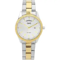 Q&Q Herrenuhr mit Edelstahlarmband, Datums- und Wochentagsanzeige, 5 ATM, bicolor