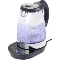 Rosenstein & Söhne Digitaler Glas-Wasserkocher, Temperaturwahl, Display, 2.200 W, 1,7 l