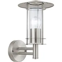 Eglo Außen-Wandlampe Lisio, 1 flammige Außenleuchte, Wandleuchte aus Edestahl, Farbe: Silber, Glas: klar, Fassung: E27, IP44