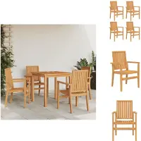 vidaXL Gartenstühle 4 Stk. Stapelbar 56,5x57,5x91 cm Massivholz Teak - Gartenstühle