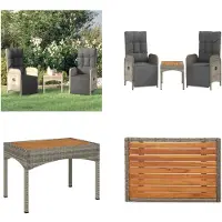 vidaXL Garten Relaxstühle 2 Stk. mit Tisch Grau Poly Rattan - Outdoor Relaxsessel - Outdoor Relaxsessel - Gartenstuhl - Gartensessel