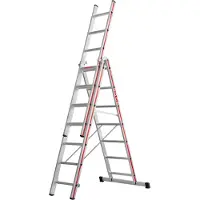 Hymer Allzweckleiter, dreiteilig, 3x14 Sprossen, senkr. Höhe 6,65 m, Reichhöhe 7,22 / 10,35 m, Gewicht 31,8 kg