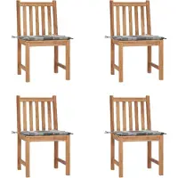 vidaXL "im Angebot" Gartenstühle 4 Stk. - bis 150 kg - mit Kissen Massivholz Teak - Stapelsessel CC3004