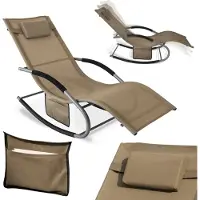 SoBuy OGS28-BRx2 Sonnenliege 2 Personen Liegestuhl Gartenliege wetterfest Schaukelstuhl mit Kopfkissen Schaukelliege Strandliege bis 150 kg Braun