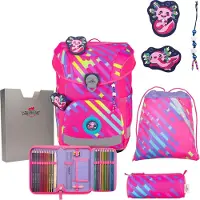 DERDIEDAS ErgoFlex Easy Exklusiv Neon Schulranzenset 5-teilig Punkie neonpink