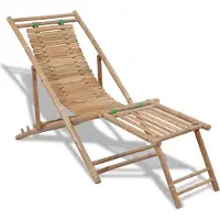 vidaXL Sonnenliege 1 Person, Strandliege, mit Fußteil Bambus - Liegestuhl CC25863