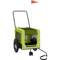 Syfax Fahrradanhänger Hunde Grün und Schwarz Oxford-Gewebe & Eisen