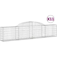 vidaXL Gabionen mit Hochbogen 11 Stk. 300x30x60/80 cm Verzinktes Eisen