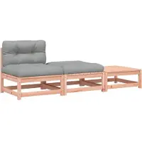 vidaXL Gartensofa ohne Armlehnen mit Kissen und Hockern