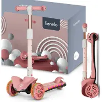 Lionelo Dreiradscooter Timmy, Hohe Tragkraft: 50 kg, LED-Rad- und Rahmenbeleuchtung - Rosa