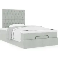 Syfax Ottoman-Bett mit Matratzen Hellgrau 120x200 cm Samt