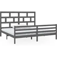 Syfax Massivholzbett Grau Kiefer 200x200 cm