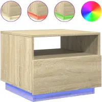vidaXL Couchtisch mit LED-Leuchten Sonoma-Eiche 50x49x40 cm