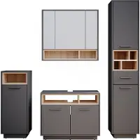 Vicco Badmöbel-Set Beatrice Anthrazit 4 Teile, Model 36292