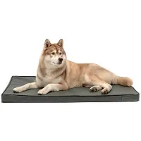 Lionto Hundematte orthopädisch, druckentlastende Memory-Foam Liegefläche, rutschfeste Unterseite & abnehmbarer Bezug, 118x80 cm, grau