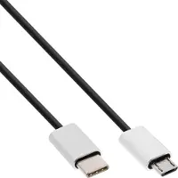 InLine USB 2.0 Kabel, USB-C ST an Micro-B ST, schwarz/Alu, flexibel, 1,5m, 1,5 m, Micro-USB B, USB C, USB 2.0, Stecker/Stecker, Schwarz
