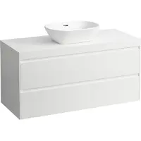 Laufen LANI Waschtischplatte weiß matt inklusive Unterschrank, 1 Ausschnitt mittig, 1185x495x580mm, H4045711122611