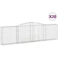 vidaXL Gabionen mit Hochbogen 20Stk. 400x30x100/120cm Verzinktes Eisen