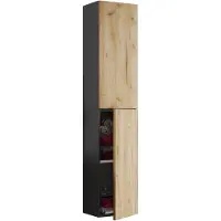 VCM Holz Badezimmerschrank | Badmöbel | Wandregal | Badezimmer | Badschrank | Hochschrank | Maße ca. H. 150 x B. 33 x T. 22 cm - Lendas