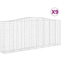 vidaXL Gabionen mit Hochbogen 9 Stk. 400x50x160/180cm Verzinktes Eisen