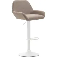 DELUKE Barhocker DUBLIN - Taupe, Stoff, Weiß | Barhocker mit Lehne Barstuhl Tresenhocker Tresenstuhl Kneipenhocker Kneipenstuhl