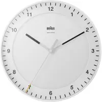 Braun Klassische Funkwanduhr in Weiß / präzises Leisegangwerk / Sekundenzeiger mit Floating-Effekt (ohne Ticken) / gehärtetes Glas / Durchmesser 30 cm