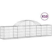 vidaXL Gabionen mit Hochbogen 10 Stk. 200x30x40/60 cm Verzinktes Eisen