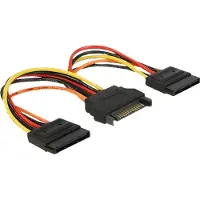 DeLOCK 60143, 0,15 m, SATA 15-Pin, 2 x SATA 15-Pin, Männlich, Weiblich, Schwarz, Orange, Rot, Gelb
