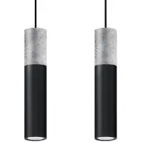 Sollux Hängeleuchte BORGIO 2 schwarz 2xGU10 10W Stahl/Beton 90x6x30cm