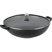 kela Wok Calido Gusseisen schwarz 4 Liter Höhe 17cm Ø36 cm schwarz