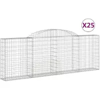 vidaXL Gabionen mit Hochbogen 25 Stk 300x30x100/120cm Verzinktes Eisen