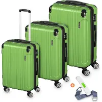 Veska Hartschalenkoffer Kofferset 3 teilig mit TSA Zahlenschloss 4 Rollen ABS-Hartschale, Reisekoffer Trolley Rollkoffer Koffer - oliv-grün