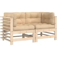 vidaXL Ecksofas mit Kissen 2 Stk. Massivholz Kiefer