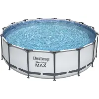 Bestway Steel Pro Max Frame Pool Komplett-Set, rund, mit Filterpumpe, Sicherheitsleiter & Abdeckplane 457 x 122 cm