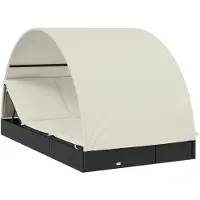 Syfax Sonnenliege für 2 Personen mit Runddach Schwarz 211x112x140 cm