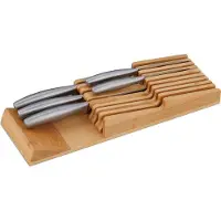 Relaxdays Messerhalter Schublade, für 9 Messer, Bambus Messerblock für Schublade, HBT: 5,5 x 13 x 40 cm, liegend, natur