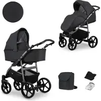 Kunert MATA 2in1 Kinderwagen in Anthrazit mit Graphit Rahmen - Sicher und komfortabel