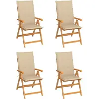 vidaXL "im Angebot" Gartenstühle 4 Stk. - bis 150 kg - mit Beigen Kissen Massivholz Teak - Stapelsessel CC2799