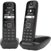 Gigaset AS690 Duo, Analoges/DECT-Telefon, Kabelloses Mobilteil, Freisprecheinrichtung, 100 Eintragungen, Anrufer-Identifikation, Schwarz