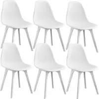 En.casa [] 6x Design Stuhl 83 x 54 x 48cm Weiß Esszimmer Stuhl Stühle Kunststoff im Skandinavischem Stil mit Bodenschoner