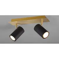 Meine Wunschleuchte LED Deckenstrahler 2-flammig Spots schwenkbar Schwarz-Gold Flurlampe Treppenhaus