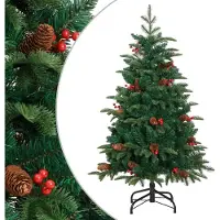 Syfax Künstlicher Weihnachtsbaum Klappbar mit Zapfen & Beeren 150 cm