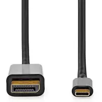 Nedis USB-C Adapter - USB 3.2 Gen 1 - USB-C Stecker - DisplayPort Stecker - 4K@60Hz - 2.00 m - Rund - Vergoldet - PVC - Schwarz - Label
