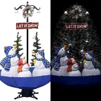 vidaXL Langlebig Weihnachtsbaum mit Schnee und Schirm-Fuß Blau 170 cm PVC - Künstliche Weihnachtsbäume Octo3384646 1parcel