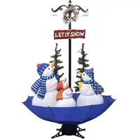 Syfax Weihnachtsbaum mit Schnee und Schirm-Fuß Blau 170 cm PVC