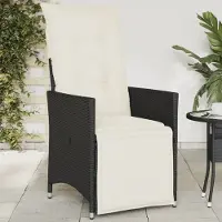 vidaXL Design Gartensessel Verstellbar mit Kissen Schwarz Poly Rattan, Gartenstühle 2024 Neu