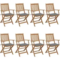 vidaXL "im " Klappbare Gartenstühle 8 Stk. - bis 150 kg - mit Kissen Massivholz Akazie - Stapelsessel CC3034