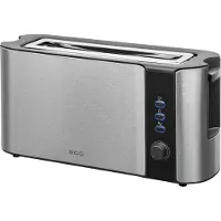 Ecg ST 10630 | Toaster | Langschlitztoaster für zwei Scheiben | 6 Bräunungsstufen | Integrierter Brötchen-Röstaufsatz | Auftaufunktion |
