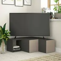 Dmora TV-Möbel Alya 90x92x32 cm Schwarz 2 Schubladen 2 Türen